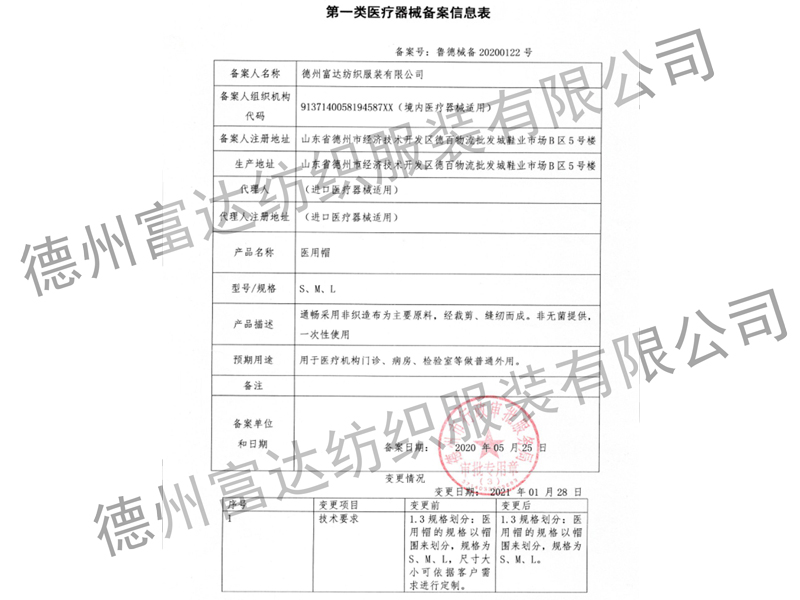 Medical cap filing information form